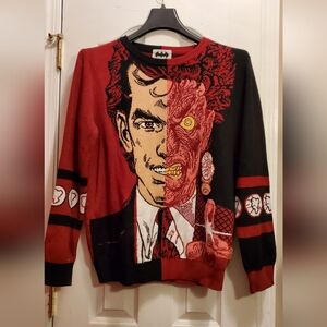 Batman Two-Face Crewneck Sweater - Red and Black